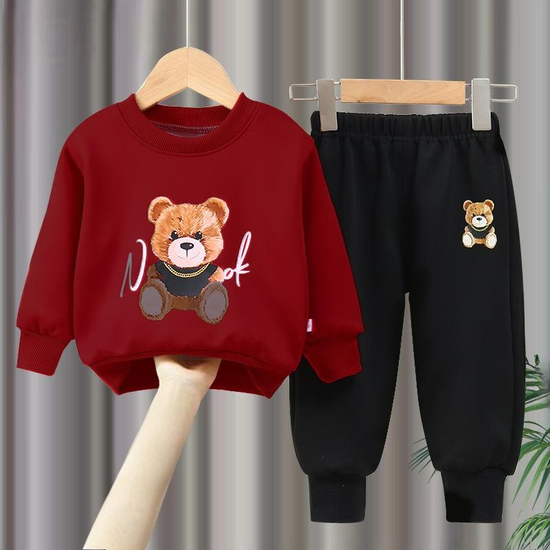 Spring Big Children's Sweater Two-piece Suit for Boys and Girls Spring and Autumn Long-sleeved Trousers Trendy Children's Suit