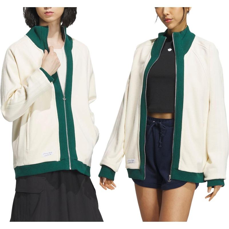 adidas Originals X Notitle Collaboration FW23 Spliced Contrast Zip-Up Stand Collar Jacket Unisex Jacket White IN1087