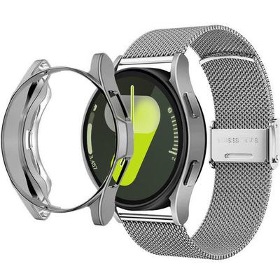 Bracelet + Case with Screen Protector for Samsung Galaxy Watch 7 44mm, Silver