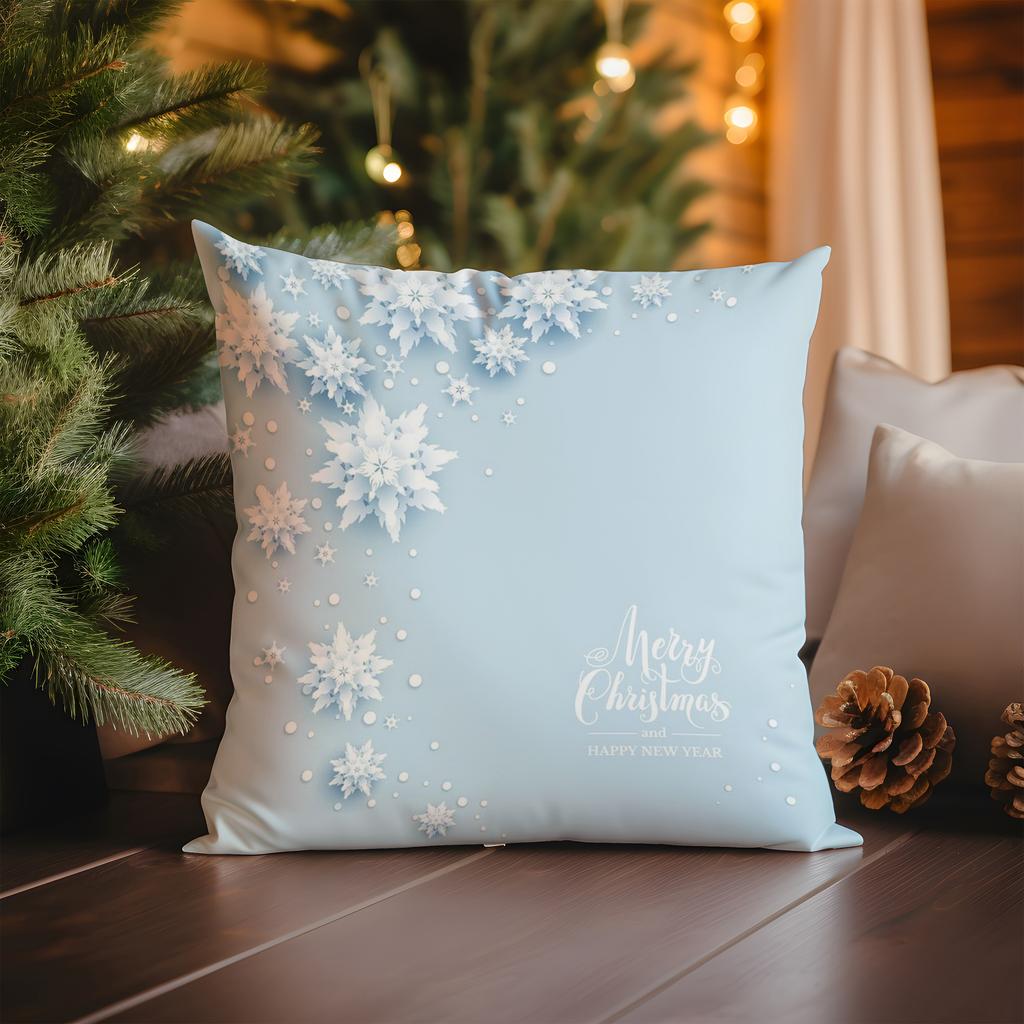 Home Decor Snowflake Merry Christmas Pillow Cover Pattern Cushion Cover Suitable For Sofa Bedroom Car Pillow Cover