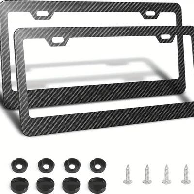 Number Plate Holder Carbon Fiber Car License Plate Frame Holder Car License Plate Frame Label Universal Auto Parts