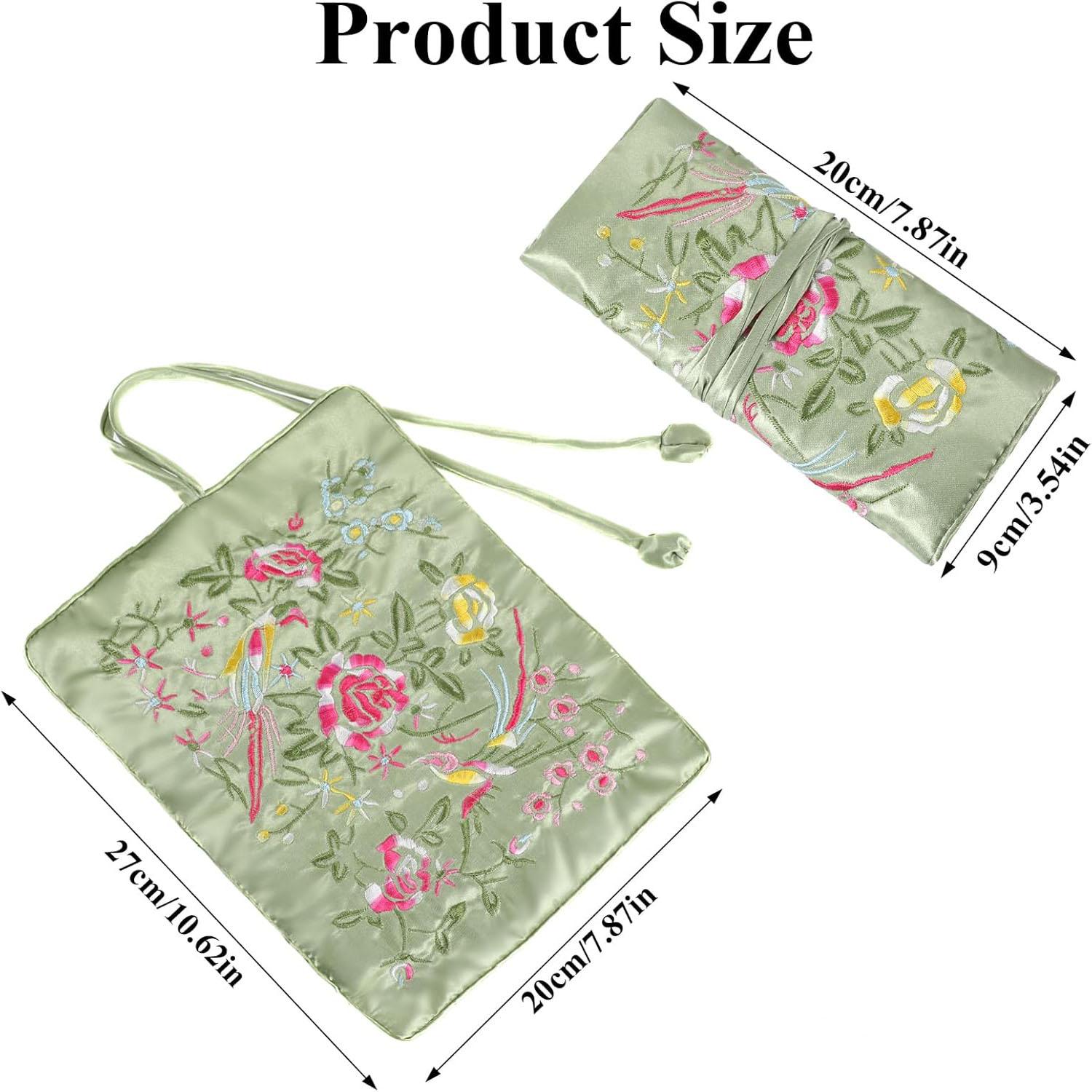 

1 шт., вышитая дорожная сумка для украшений, рулон, органайзер для украшений, складной старинный стиль, сумка 1Pc