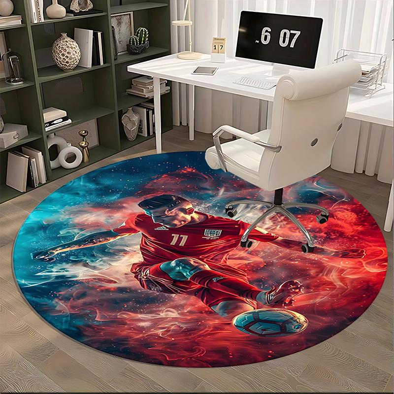 Cristiano Ronaldo Chair Mat Round Rug-Office Carpet, Machine Washable, Non-slip, Suitable for Living Rooms, Bedrooms