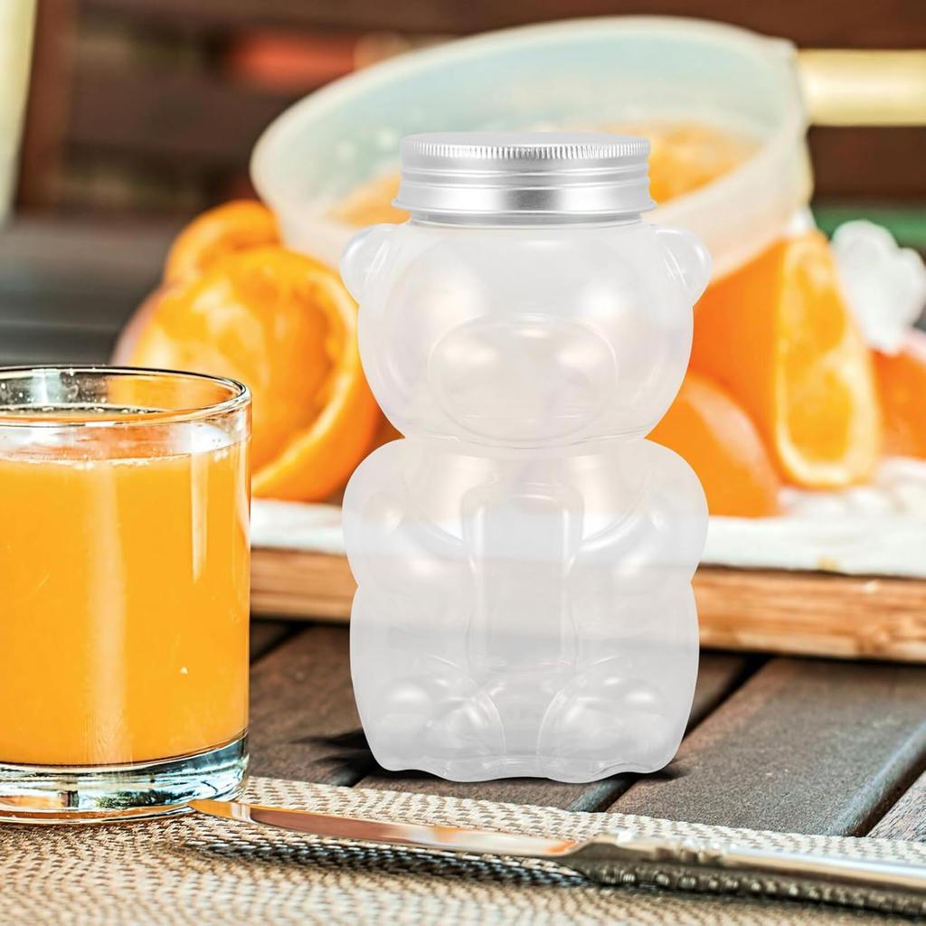 1-20PCS 500ml Cute Bear Milk Tea Bottle Disposable PET Transparent Juice Bottle Cartoon Bear Portable Juice Yogurt Bottle