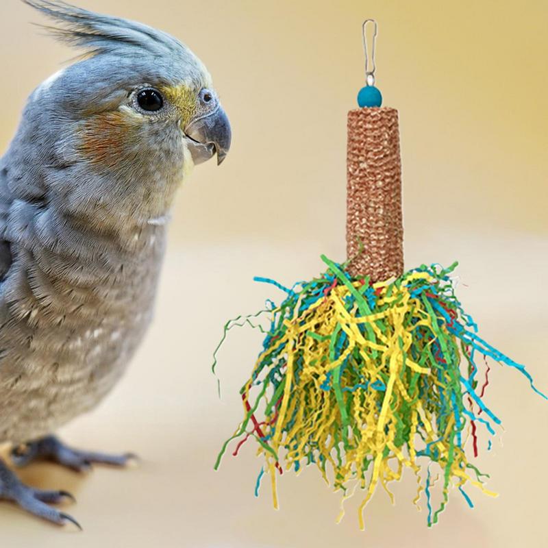 Vogel-Futterspielzeug Buntes Vogel-Schredderspielzeug Schredder-Knabberzubehör Leckerli-Spender Bewegungfördernd Geistig stimulierend