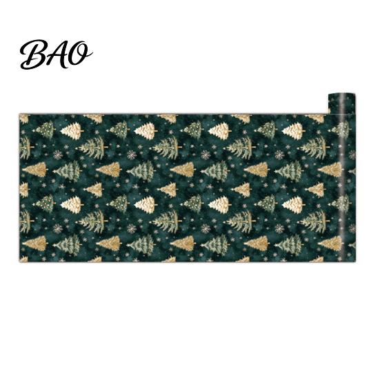 Decorative Contact Paper for Cabinets Christmas Tree Wall Sticker, 150/300cm Gold Green Peel And Stick Wallpaper, Moisture Proof Bathroom Wallpaper