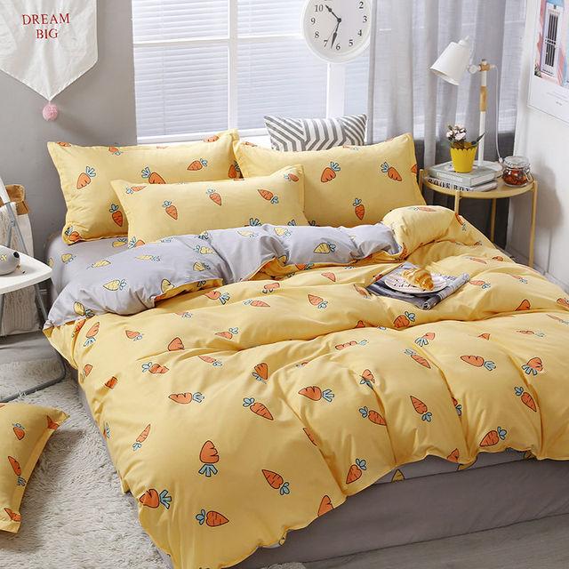 Fashion Bedding Set White Green Double Bed Linens Quilt Duvet Cover Pillowcase Queen Size Flat Sheet Classic Grid for Girl Boy