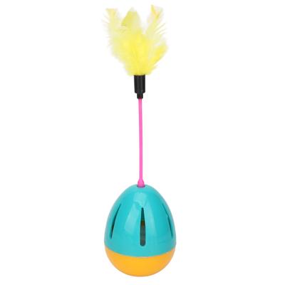 Feather Cat Toy Bright Colors 360 Degree Rotation Built In Bell Interactive Kitten Toys Blue Green