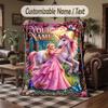 Unicorn Theme Throw Blanket Custom Name Text Personalized Blanket Soft Cozy Blanket for Home Sofa Bed