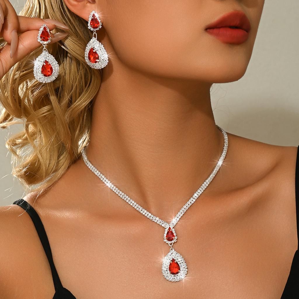 New Simple and Elegant Necklace Earrings Two Piece Set for Bridal Wedding Dress Banquet Hundred Matching Accessories