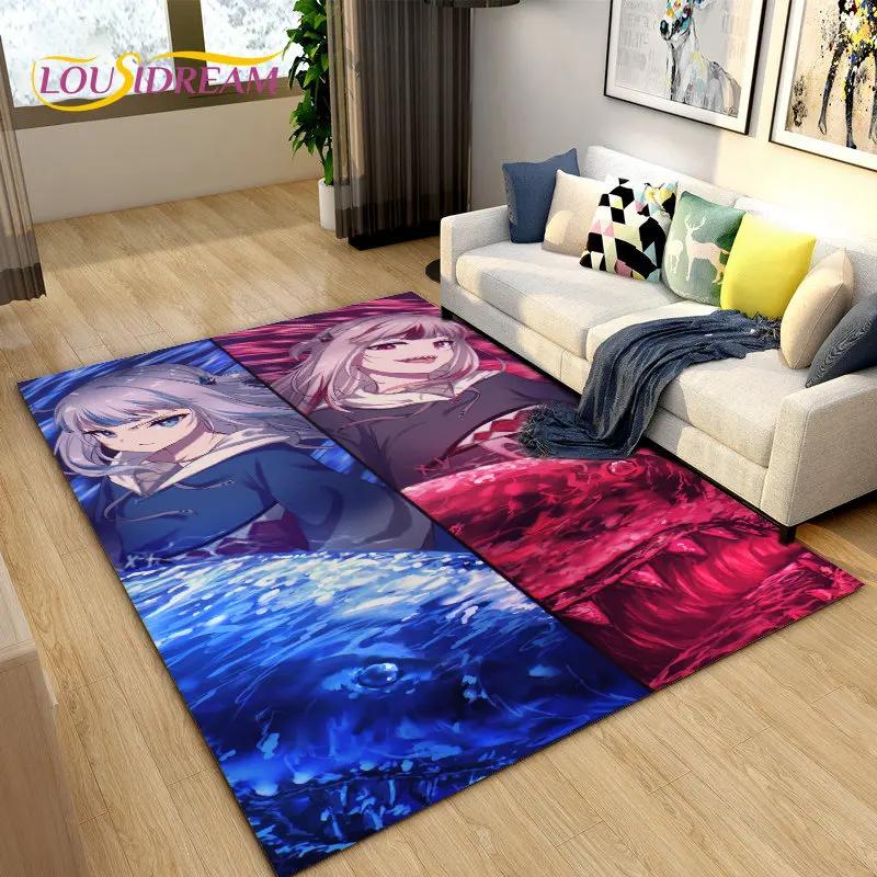 Gawr Gura Hololive Cute Anime Shark Area Rug,Carpet Rug for Living Room Bedroom Sofa Doormat Decoration, Kids Non-slip Floor Mat