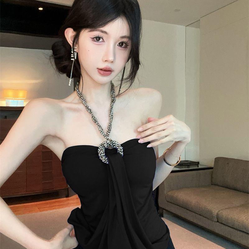 Women's Sexy Net Red Halter Top - Sweet and Spicy Style for Southeast Asia, Europe, and America