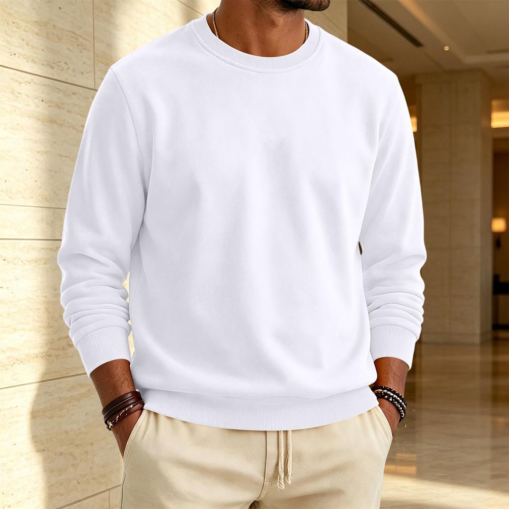 Heren Sweatshirt met Voering en Ronde Hals Casual Kleur Pullover
