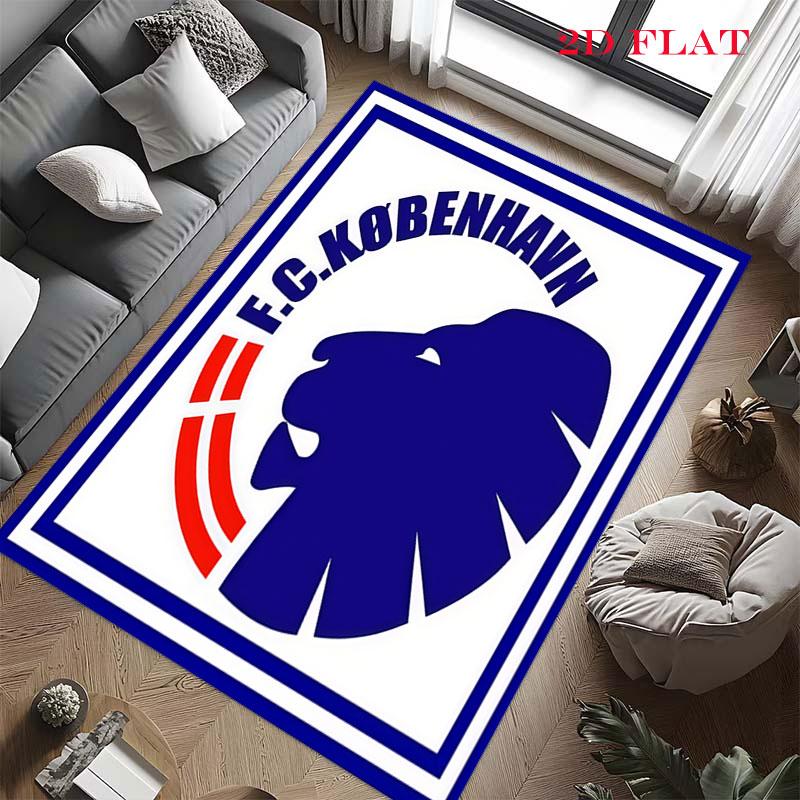FC. København Teppich für Wohnzimmer Schlafzimmer Zuhause Sofadekoration, Rutschfeste Bodenmatte für Kinderspiel