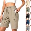 Shorts de randonnée légers pour femmes, style cargo, séchage rapide, athlétiques, avec cordon de serrage à la taille et poches multiples pour les activités de plein air