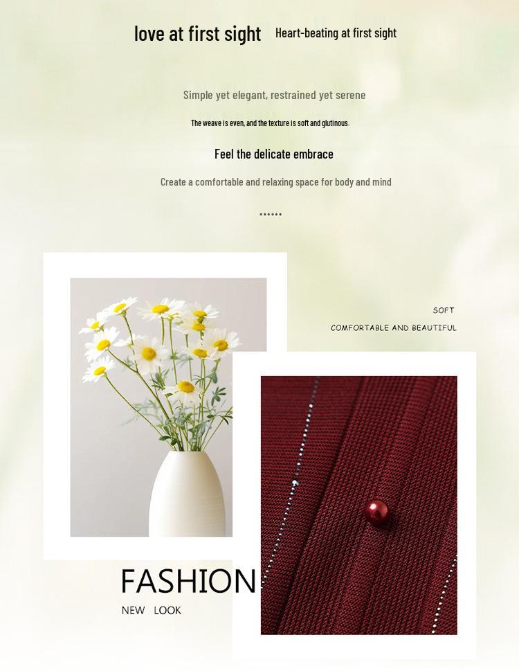 Mom's Spring Knit Top with Gauze Sleeves – Stylish, Age-Reducing Sweater for Middle-Aged and Elderly Women