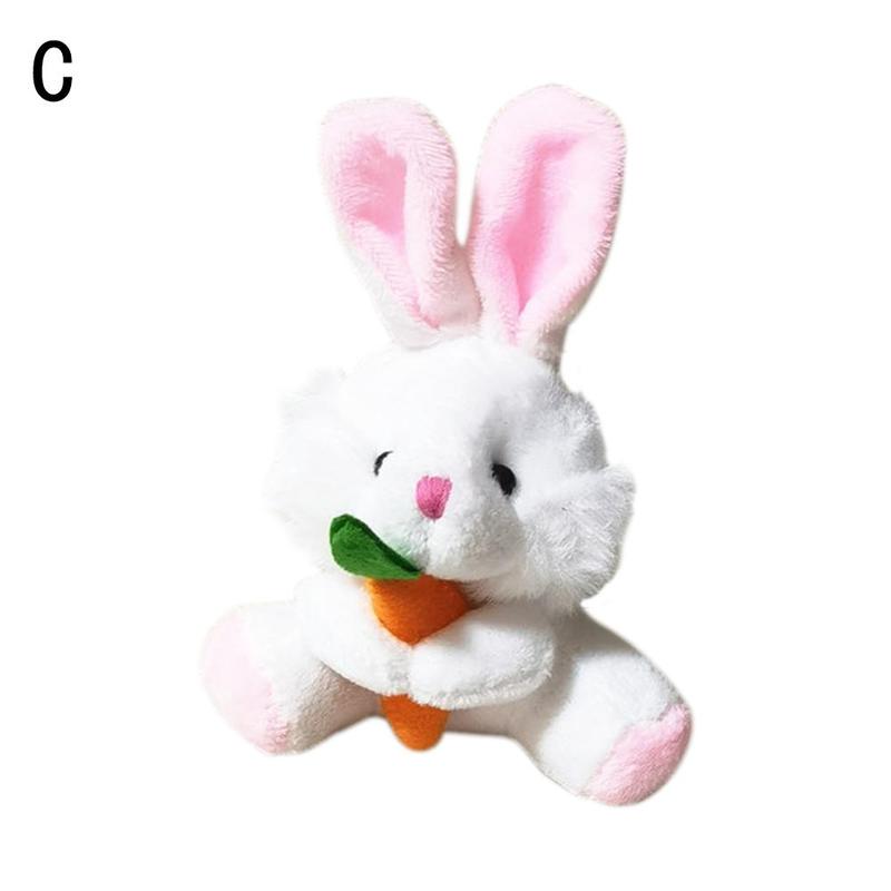 

10 см Мини Плюшевая Игрушка Зайчик с Морковкой Охотничий Кролик Брелок Детям 2022 День Пасха Животные Для Дома K4M7 white-10 cm