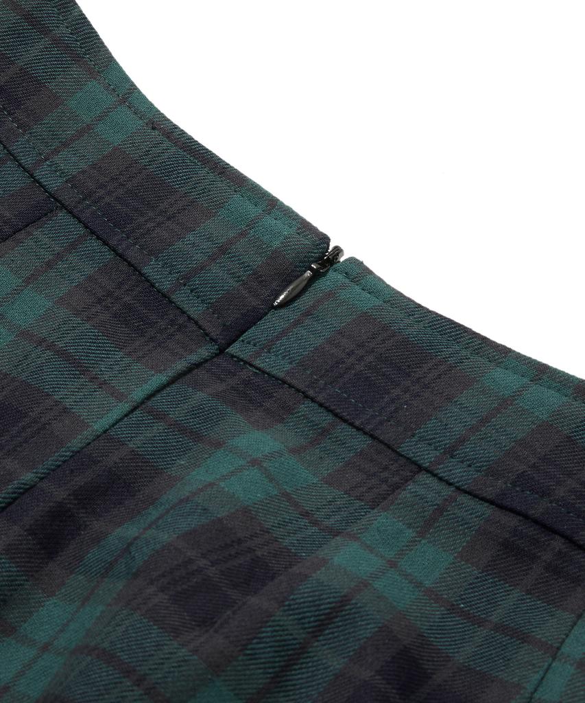 Penfield Cotton Check Pleated Skirt Green_Fs1Ws20F