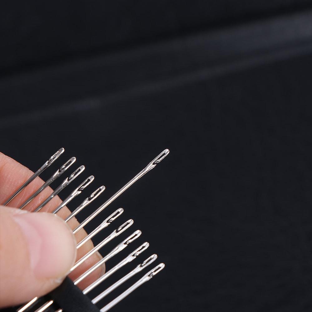 12Pcs Multi-size Sewing Needles Stainless Steel Threading Needles Blind Needle Household