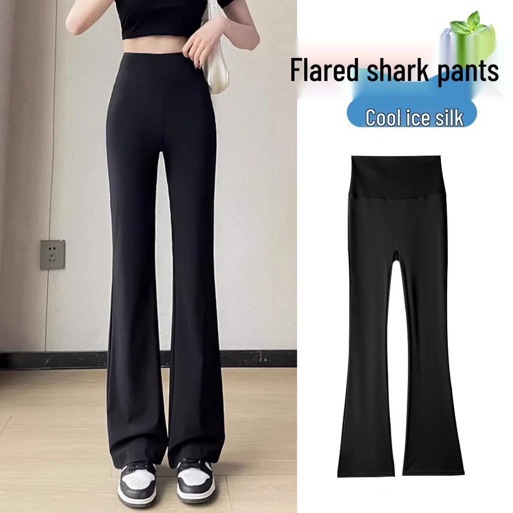 145cm Petite Sand Shark Bell Bottom Yoga Pants - Women's Plus Velvet Fitness Pants for Autumn/Winter
