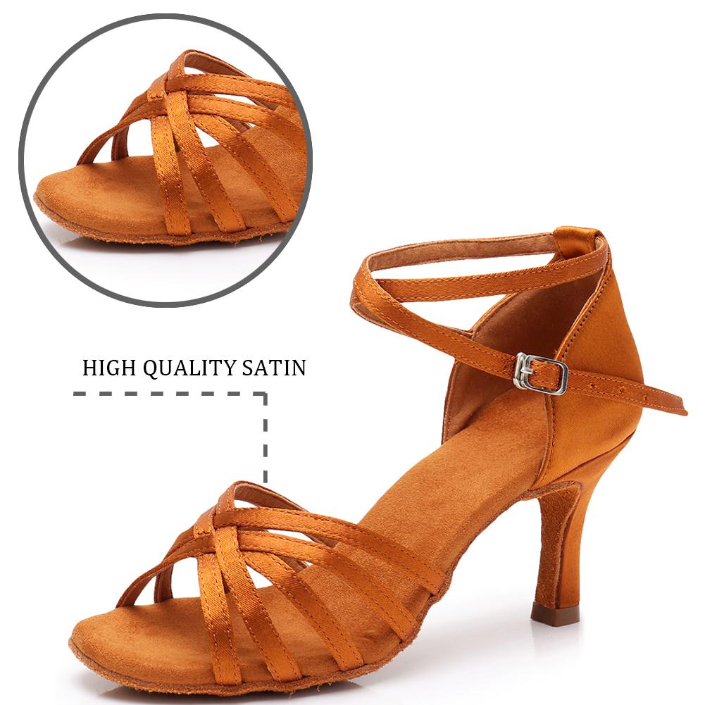 Women Girls Latin Dance Shoes Salsa Tango Ballroom Performance Shoes 7CM