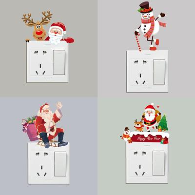 1 STÜCK Neujahr Weihnachten Wandaufkleber Feiertag Schalteraufkleber Weihnachten Wandschalter Dekorativ Abnehmbare Wandaufkleber Dekoration