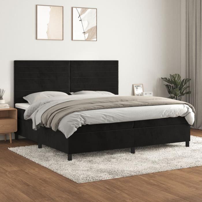 3143105 vidaXL Divan Bed and Mattress Black 200x200 Cm Velvet