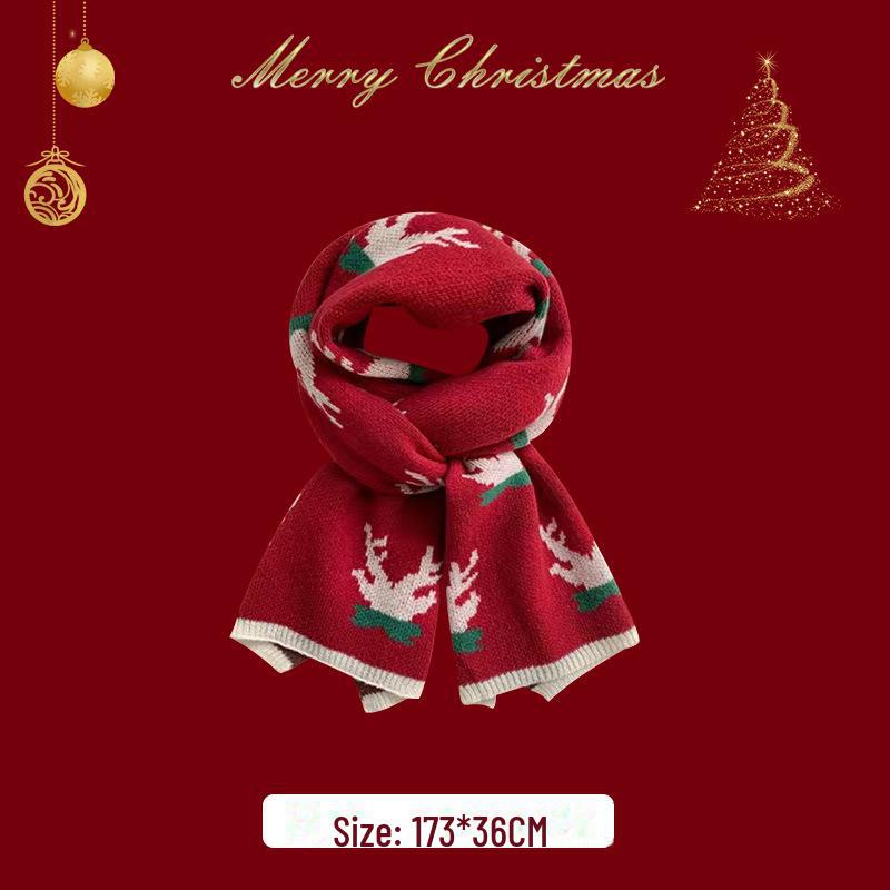 New Year Christmas Red Tassel Plaid Scarf - Women's High-End Warm Winter Korean Shawl