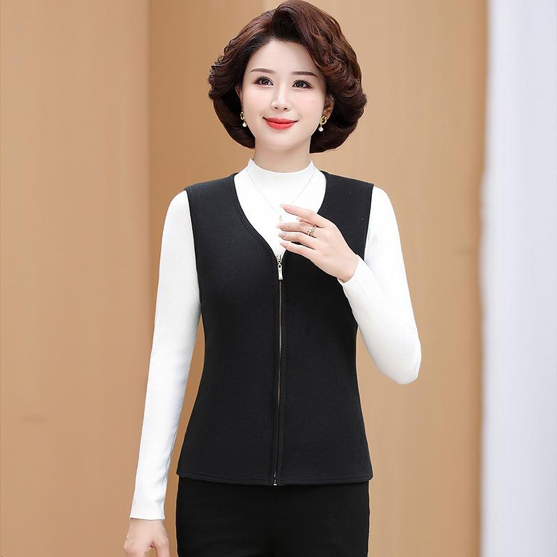 

Autumn and winter vest, lamb wool cardigan, thermal vest, women s vest, velvet vest 4XL (recommended 140-77.5 kg) чорний