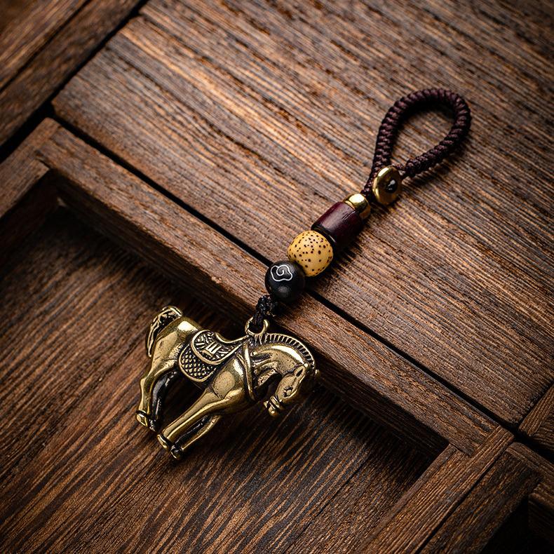 Creative Brass Zodiac Horse Keychain Pendant - Horse to Success Decorative Accessory