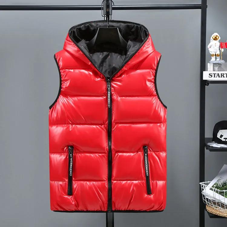 Men's Solid-Color Hooded Vest for Fall/Winter Stylish Plus Size Casual Jacket for Young Adults