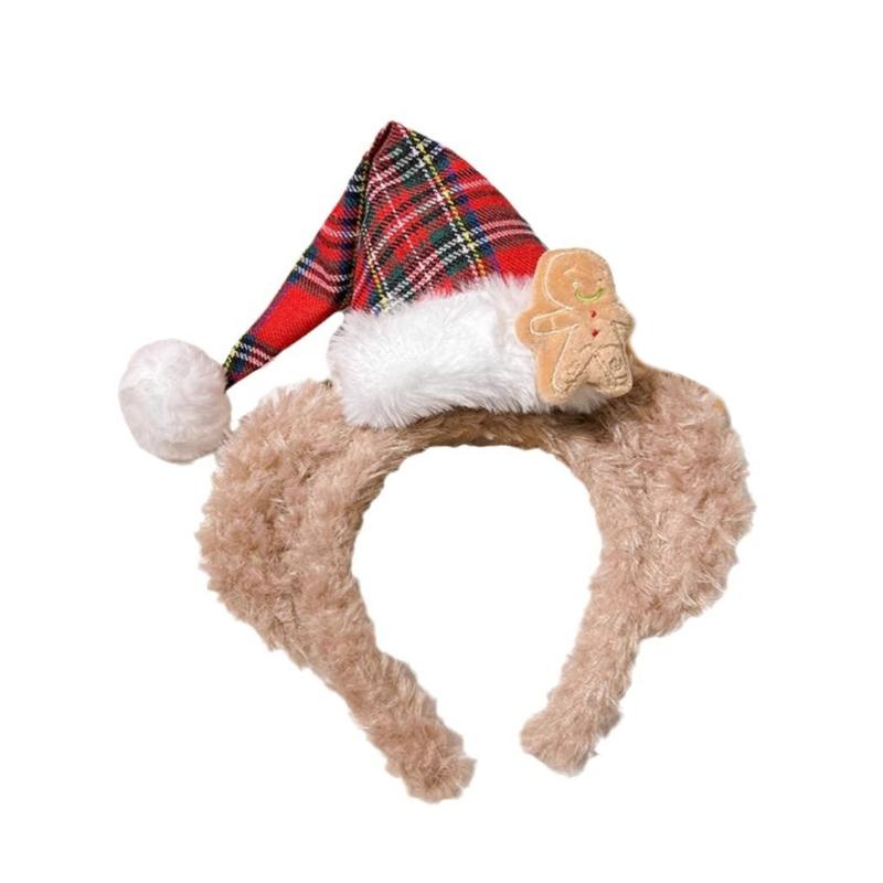 

Рождественская шапка-ободок для волос, аксессуар для вечеринки для всех возрастов, плюшевые медвежьи ушки, обруч для волос, фестивальная повязка на голову, сезонный костюмный реквизит, головной убор 1 хаки