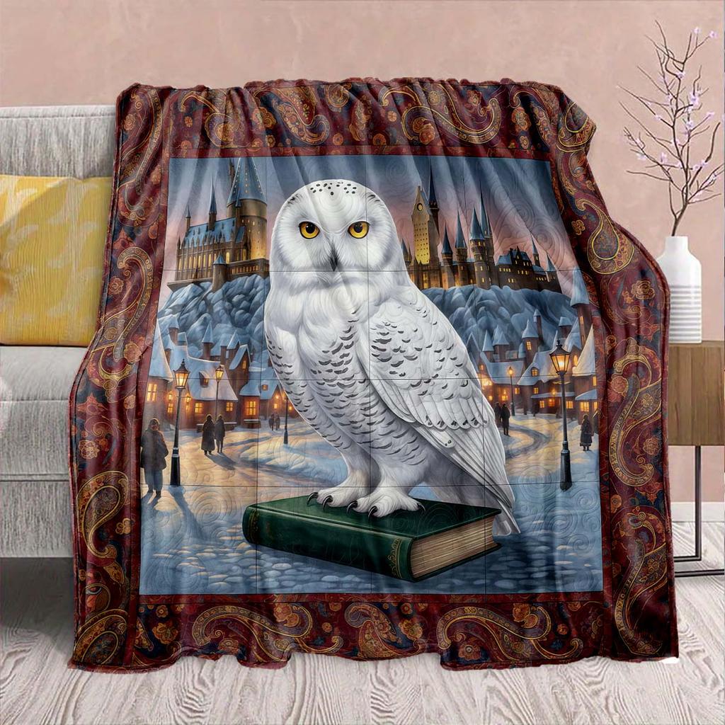 Magic Owl Flannel Blanket - Soft Warm Perfect for Sofa, Bedding Camping Travel Office Home Decor 