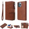 Suitable for iPhone15 mobile phone leather case 15plus solid color multi-function zipper wallet magnetic suction two-in-one case