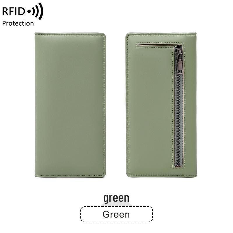 Women's RFID Anti-theft Ultra-thin Wallet with Zipper Closure