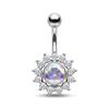 1Pcs Purple Zircon Dangle Belly Button Rings Stainless Steel Heart Butterfly Navel Piercing Long Drop Pendant Belly Ring Jewelry