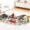 100 Piece Wooden Train Set for Kids 3+ Years with Track, Crane, Battery Operated Train