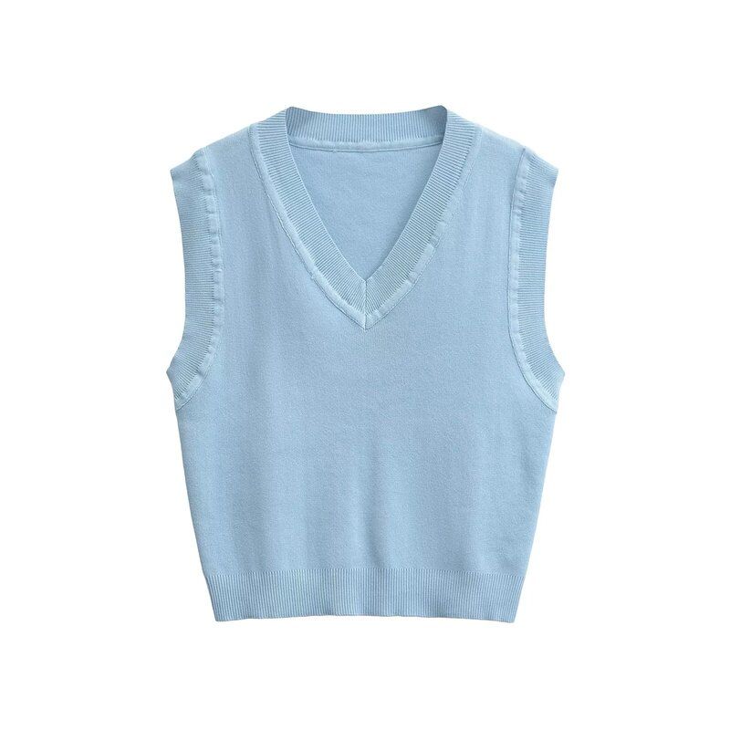 Fashion Style 2024 Autumn New Women's Clothing Casual Easiest for Match V Neck Sleeveless Plain Stitch Vest Jacket 5536112