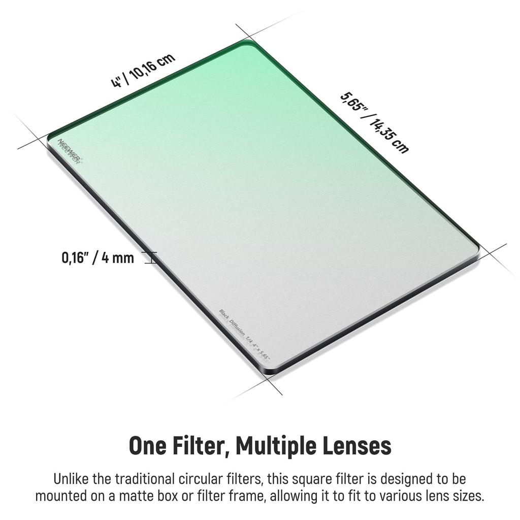NEEWER Black Diffusion Dreamy Effect Square Filter HD Optical Glass Compatible with Tilta Compatible with SmallRig Mattebox Suitable for Cinematic