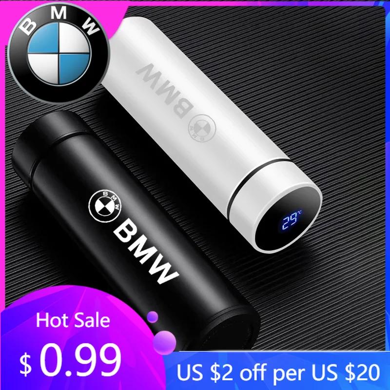 BAGV1 2026 Car Sticker 500ml Smart Thermos Bottle with Logo For BMW Performance E46 E90 F10 F30 X3 F20 E46 E60 E70 E39 E36 E87 X7 E92