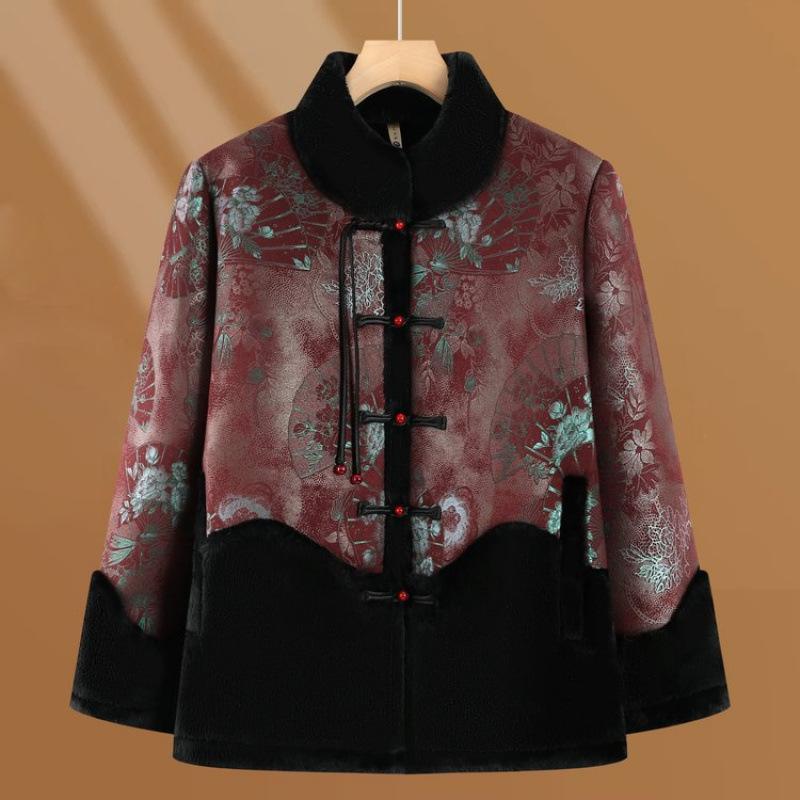 Winter coat women's warm cotton-padded coat old lady velvet winter new cotton-padded jacket