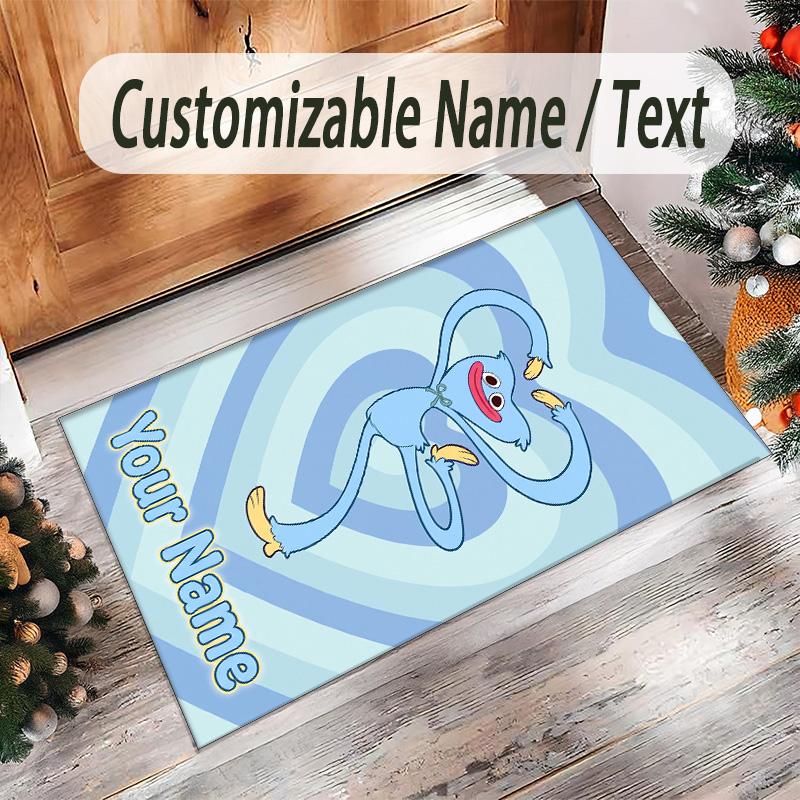 Personalizovaný krystalový sametový koberec s vlastním jménem a textem, protiskluzový koberec Poppy Playtime pro domácí dekoraci