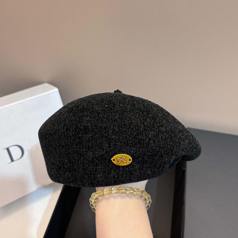 Womens Vintage Irregular Beret Ankle Red Bow Painter Hat Winter