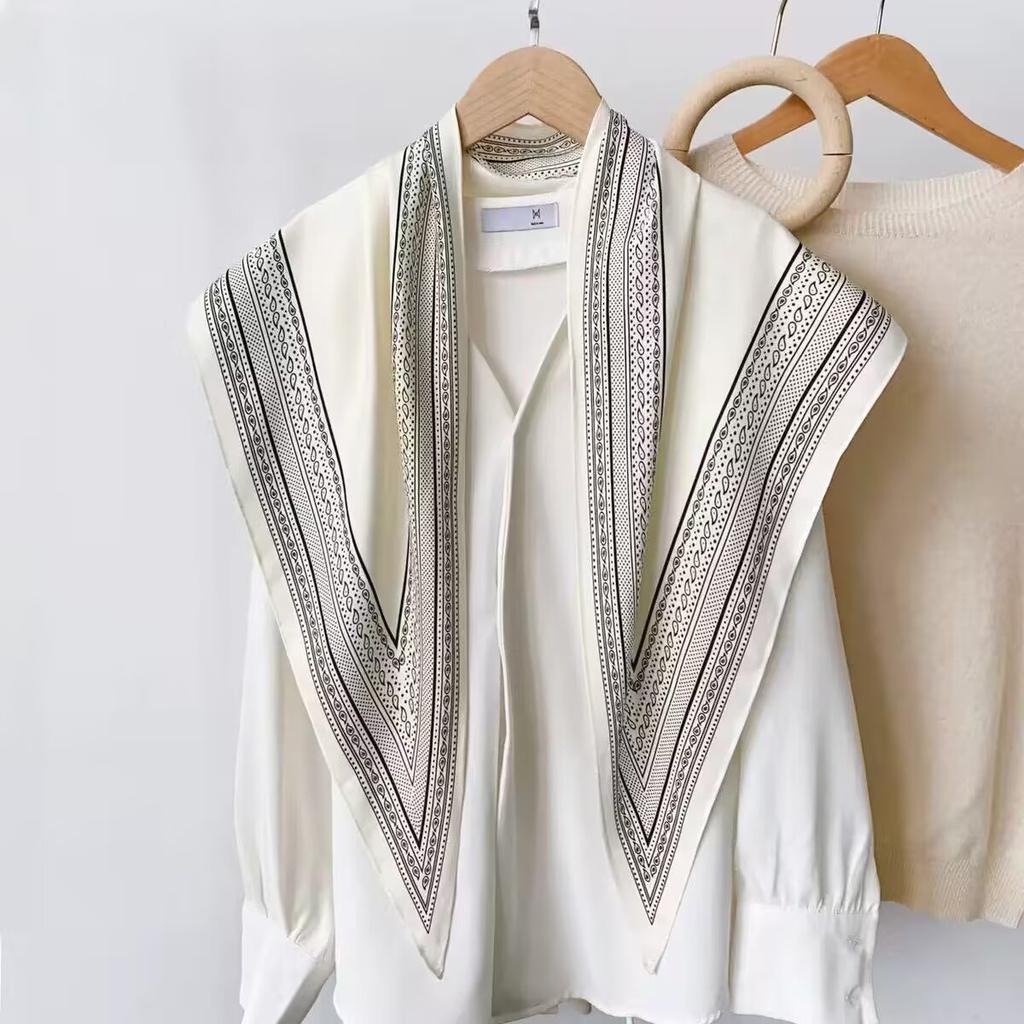 Summer 1116 New Twill Cool Triangle Scarf Women's Fashion Versatile Neck Protection Scarf Thin Sunscreen Outer Scarf