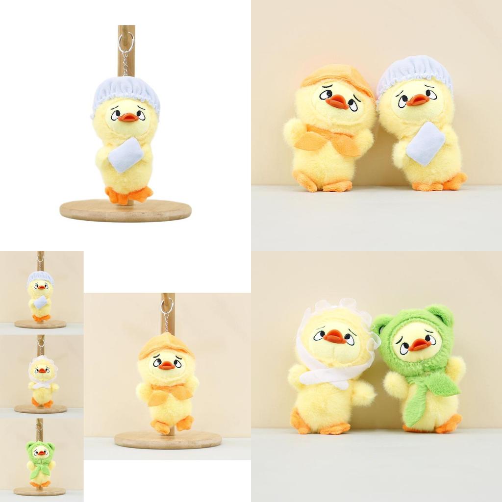 Fluffy Plush Annoying Duck Keyring Short Plush Animal 14cm Fun Desk Accessory