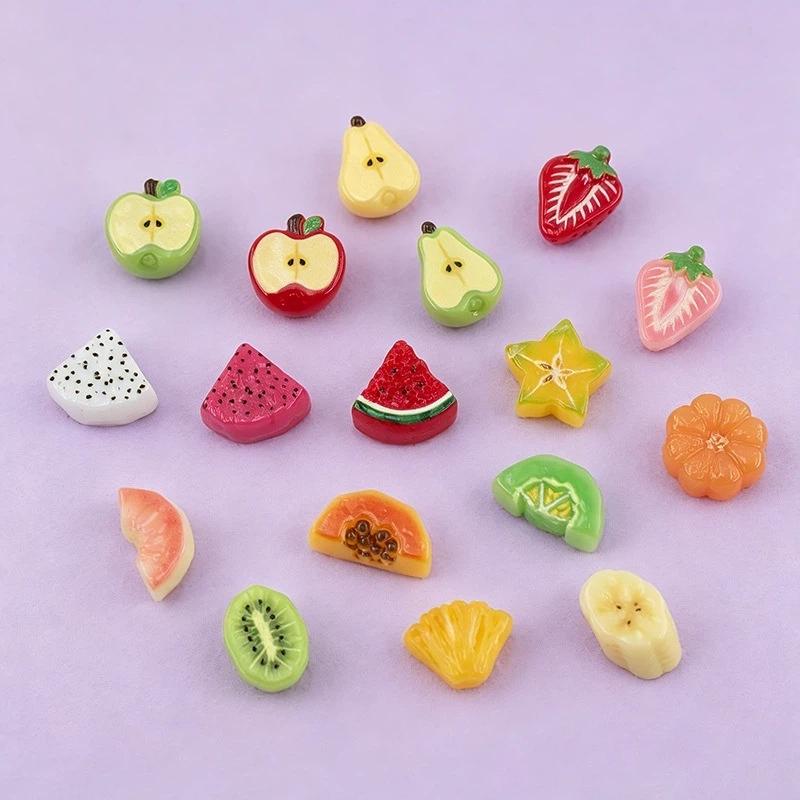 10Pcs Mini Artificial Fruit Slice Resin Charms With Realistic Look And Assorted Styles Perfect For Diy Craft Phone Case Decor