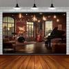 2D Retro Music Studio Backdrop Jazz Band Photography Background