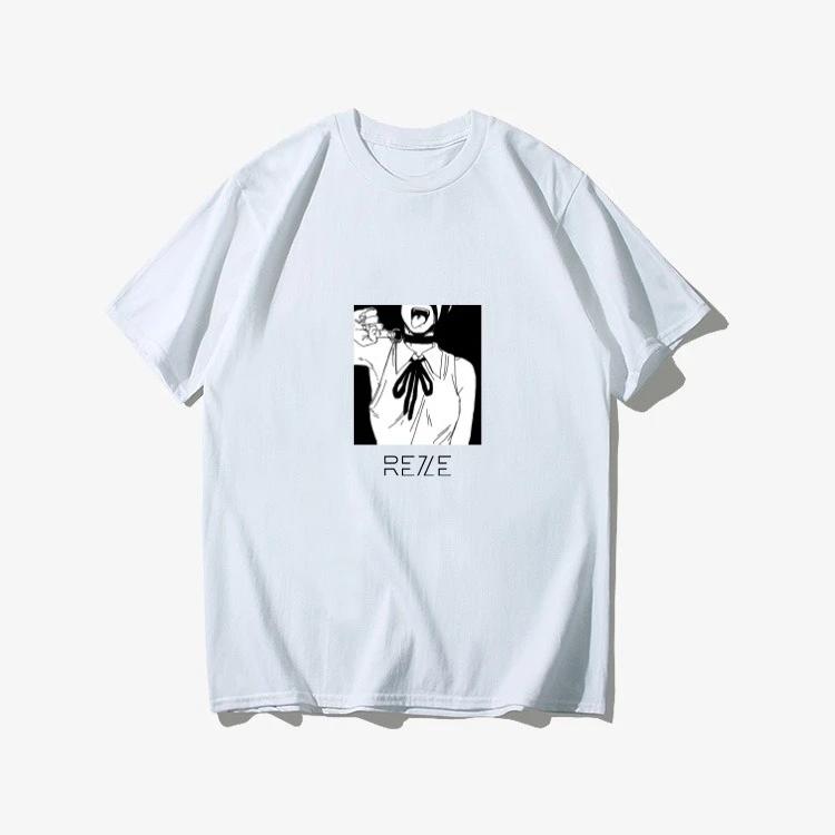 2025 Winter and Autumn Chainsaw Man Tshirt Bomb Devil Reze Merchandise Short Sleeve Anime Japanese Style Black Tshirt Clothing