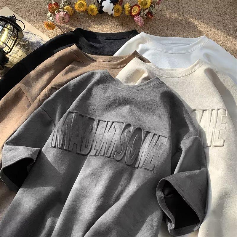 Summer American Retro Ins Fashion Brand Fashion Casual Loose Short Sleeve Youth Popular All-match Round Neck Half Sleeve Clothes