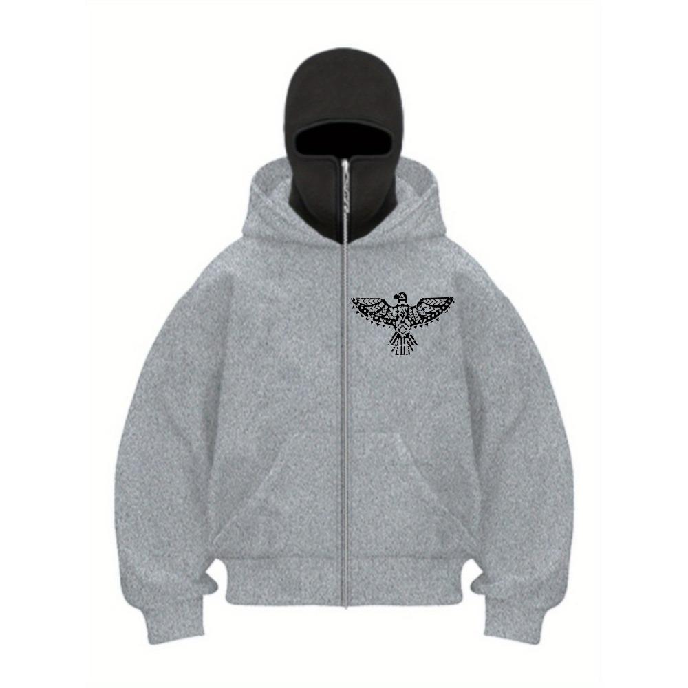 

Мужская толстовка с капюшоном на молнии, спортивная толстовка с капюшоном на молнии спереди, свитер с капюшоном, повседневная одежда, уличный стиль, удобный материал M серебряный